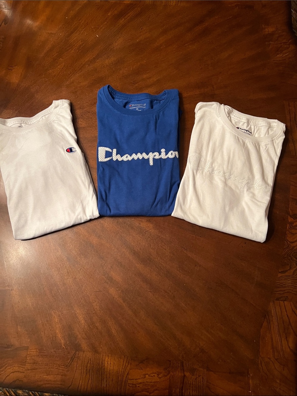 Bundle 3 long sleeve Girls Champion Royal Blue Logo Tee with White Crew Tees Set